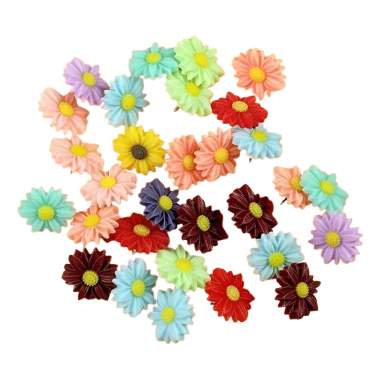 40Pc Push Pin Flowers Thumbtacks Decorative Daisy for Corkboard Map Photo Wall